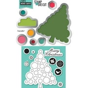 Sizzix Framelits Dies 8/Pkg W/Cling Stamps-Merry Christmas Tree