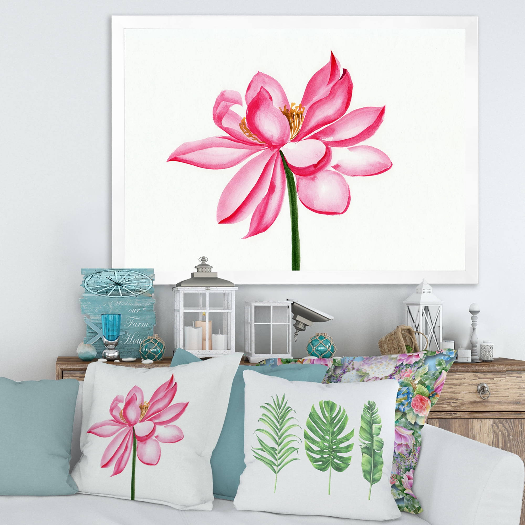 Designart 'Ancient Detail of A Pink Lotus' Traditional Framed Art Print