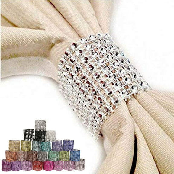 Manunclaims Napkin Rings, Pack of 10 Rhinestone Napkin Rings Diamond Adornment for Place Settings, Wedding Receptions, Dinner or Holiday Parties, Family Gatherings