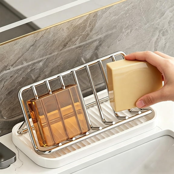 Shower Soap Shampoo Bar Holder, Stainless Steel Self Draining Bathroom Soap Dish Holder with Water Tray, For Conditioner Bars & Soap