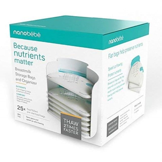 nanobebe 25pack breast milk storage bags and organizer
