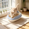 thumbnail image 5 of HOARBOEG Semi-Enclosed Cat Litter Box with Top Entry Lid and High Sides, Odor Control Covered Kitty Litter Pan with Scoop Filter for Anti Scatter, Indoor Cat Toilet Light Blue, 5 of 6