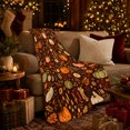 thumbnail image 3 of Embroidered Style Pumpkin Floral Flannel Blanket with Brown Autumn Leaves, Daisies, Red Berries, Cozy Throw for Office and Sunroom, Home Decor Gift for Fall Lovers, 3 of 9