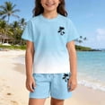 thumbnail image 3 of shqvo Girl Outfits 10-12,Girls Summer Gradient Print Lightweight Playful Outfit Set With Bright Patterns for Kids And Toddlers, 3 of 7