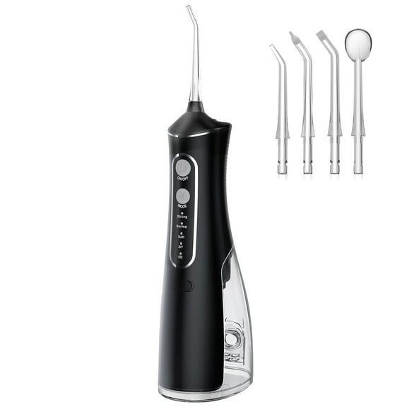 Posrue Cordless Water Flosser, Professional Dental Oral Irrigator, 4 Modes, 4 Jet Tips, Rechargeable, 300ml Tank, IPX7 Waterproof, 360° Rotating Nozzle for Home Office Travel