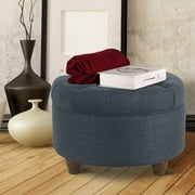 HomePop Large Tufted Round Storage Ottoman, Multiple Colors