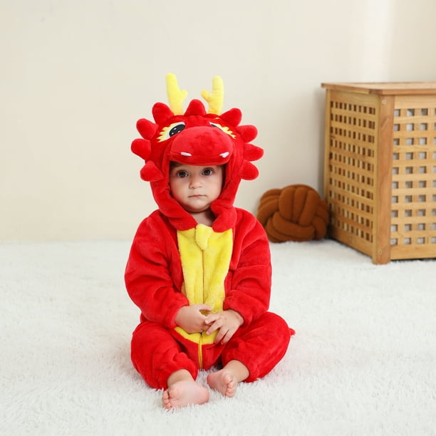Honganda Bebe Animal Costume Hiver Chaud Dragon Dinosaure Ours a Capuche Romper Halloween Cosplay Combinaison Walmart