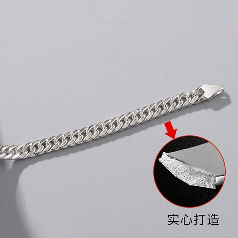 S99 Sterling Silver Cuban Chain Bracelet for Men, Hip-hop S99 Sterling Silver Cuban Chain Bracelet for Men, Hip-hop