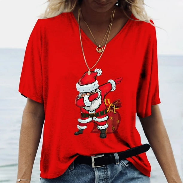 Camisetas con estampado 3d de Navidad para mujer camiseta de marca de manga corta para mujer camiseta de gran tamano ropa divertida de Navidad 2022 Walmart en linea