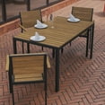 thumbnail image 3 of BizChair Commercial Grade Outdoor Dining Table 55" x 31" with Faux Teak Poly Slats and Metal Frame, Natural/Gray, 3 of 12