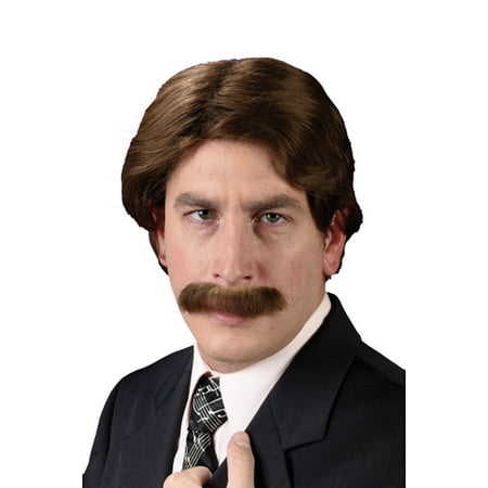 70's Prom Girl Wig - 70's Wig and Mustache Set Adult Halloween Accessory