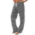thumbnail image 4 of DENGDENG Womens Flannel Pajama Pants Casual Striped Pajama Pants Comfy Sleep Lounge Wide Leg Pants Halloween Christmas Petite Plus Size Palazzo Pj Bottoms Gray M, 4 of 6