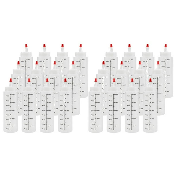 Paquete de 24 de 8 Onzas de Condimento para Apretar con Tapa de Punta Roja - Botella de Plástico Duradera para Salsa de Tomate, Salsas, Jarabe