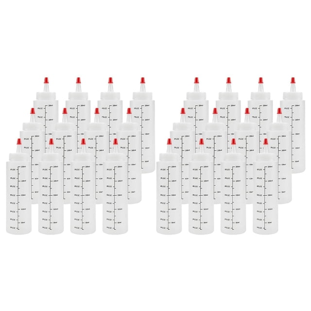 Paquete de 24 de 8 Onzas de Condimento para Apretar con Tapa de Punta Roja - Botella de Plástico Duradera para Salsa de Tomate, Salsas, Jarabe