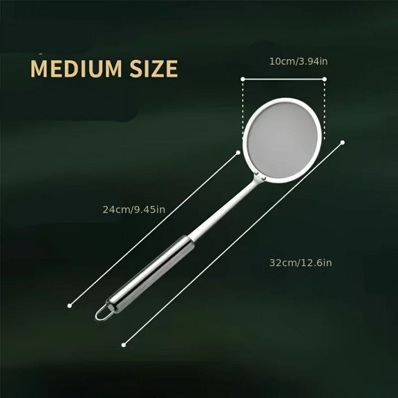 Shijinpojj 1pc Fat Skimmer Spoon, Stainless Steel Fine Mesh Skimmer, Strainer Spoon For Removing Grease Fat And Foam, Kitchen Tools