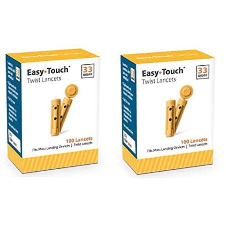 2 100-count boxs of Easy Touch 33-gauge twist lancets 1 Easy Touch Lancing Device