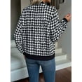 thumbnail image 4 of Womens Houndstooth Zip Up Jacket Casual Wool Coats Fashion Fall Outfits for Women Black XL, 4 of 9