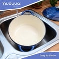 thumbnail image 5 of Olla holandesa de hierro fundido con tapa – Cacerola esmaltada antiadherente apta para horno – Batería de cocina resistente para horno holandés – Azul oscuro, 7.3 cuartos, 30 cm – de Nuovva, 5 of 5