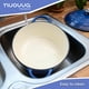 thumbnail image 5 of Olla holandesa de hierro fundido con tapa – Cacerola esmaltada antiadherente apta para horno – Batería de cocina resistente para horno holandés – Azul oscuro, 7.3 cuartos, 30 cm – de Nuovva, 5 of 5