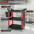 thumbnail image 4 of HOMCOM 3-Tier Rolling Tool Cart, Utility Cart with Side Shelf & Hook Black, 4 of 8