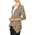 thumbnail image 5 of INSPIRE CHIC Women's Leopard Print Long Sleeve Open Front Cardigan Beige L, 5 of 8