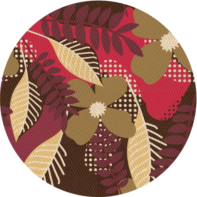 Ahgly Company Tapis Rond Lavable en Machine Intérieur Transitionnel Bronze Brun, 8 Pieds Rond