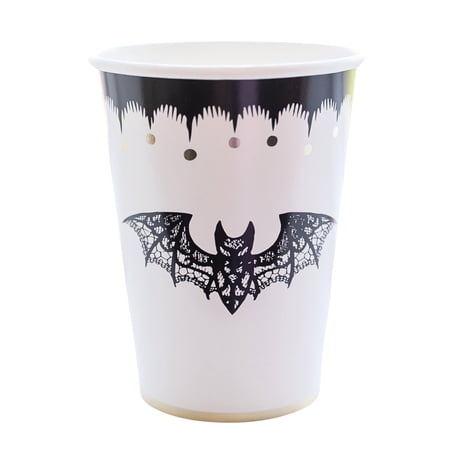 Bonjour Fête Lace Bat Paper Party Cups Disposable Party Supplies 8 Count 12 Oz Halloween