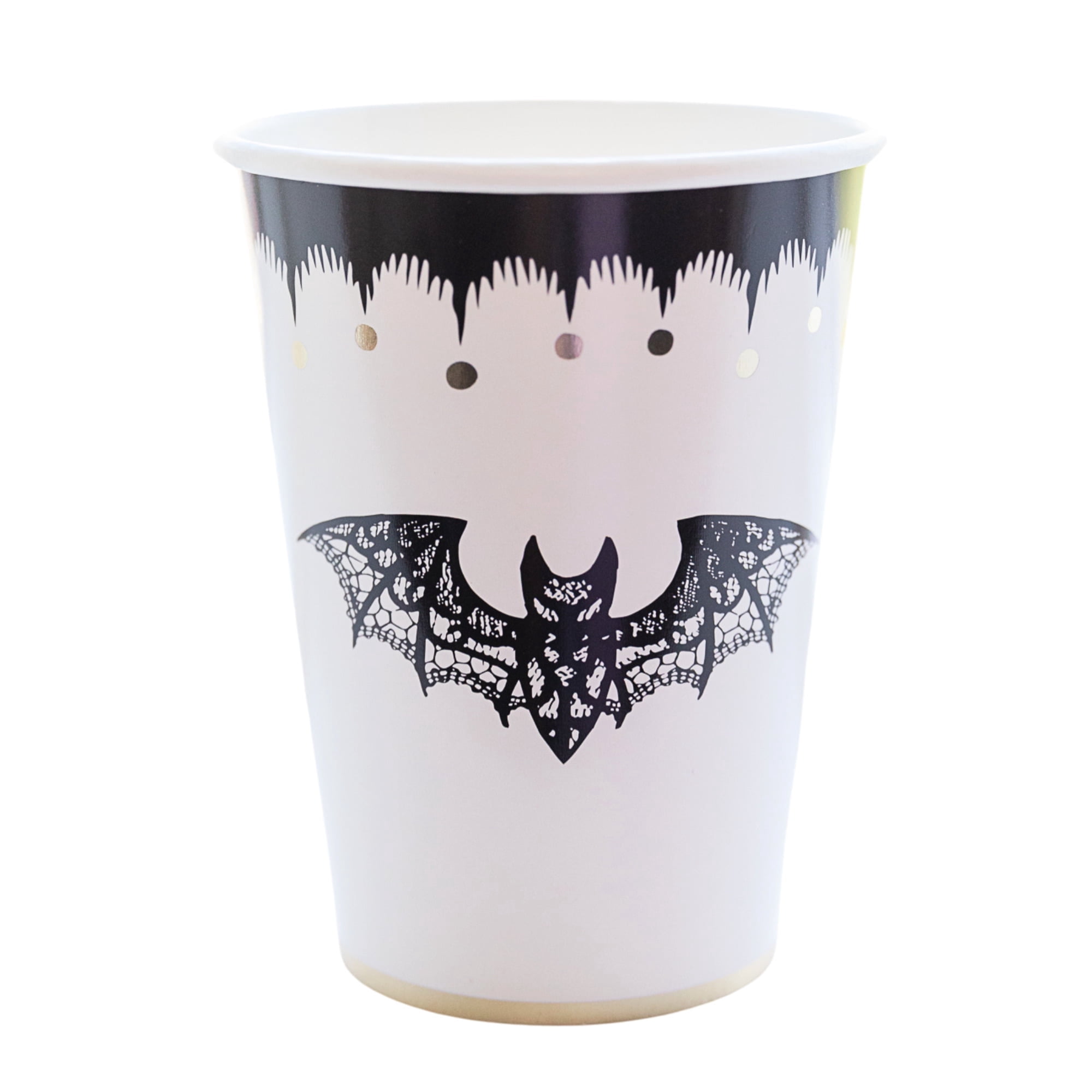 Bonjour Fête Lace Bat Paper Party Cups Disposable Party Supplies 8 Count 12 Oz Halloween