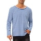 thumbnail image 1 of Camiseta de rayas INSPIRE CHIC para hombres, cuello redondo, de manga larga, básica M Azul Blanco, 1 of 6