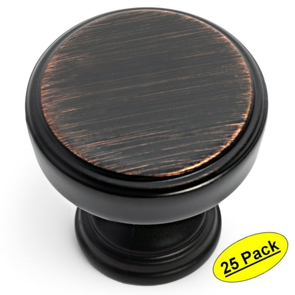 25 Pack - Cosmas 1940ORB Oil Rubbed Bronze Cabinet Hardware Round Knob - 15/16" Diameter