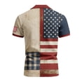 thumbnail image 5 of Men's USA 250th Anniversary Polo Shirt with Patriotic Flag and Plaid Patchwork Featuring Short Sleeves and Classic Collar Red XXL, 5 of 5