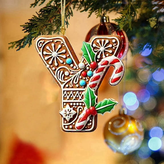 26-Letter Christmas Tree Ornament Pendants - Personalized DIY Hanging Decor, Alphabet Design for Customization, Durable Material, Ideal for Christmas Trees/Home Festivities, 3.9in/10cm, Y
