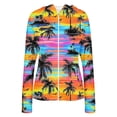 thumbnail image 4 of Warop Women's UPF 50+ Sun Protection Zip Up Hooded Long Sleeve Jacket with Irregular Print Finger Cuffs Beach Top, 4 of 5