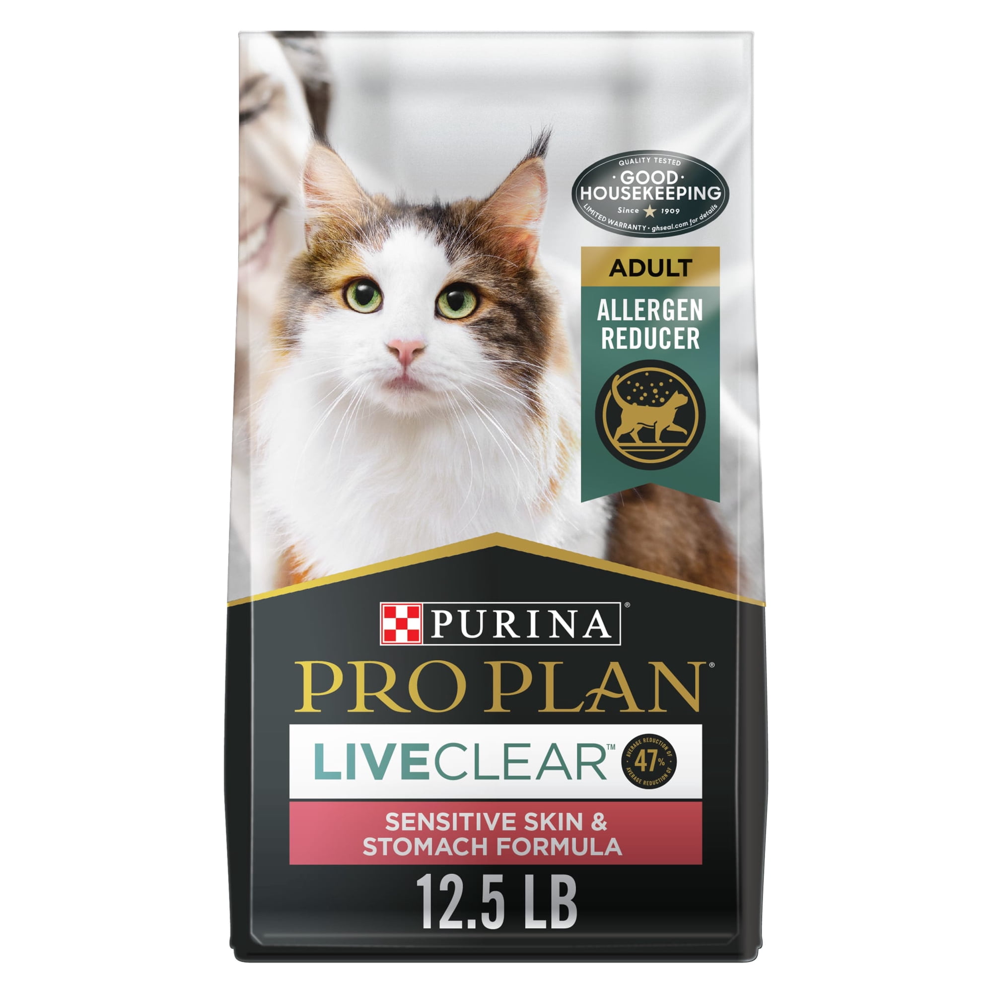 Purina Pro Plan LiveClear Sensitive Skin and Stomach Turkey and Oat Meal Formula Dry Cat Food, 12.5 lb.