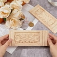 thumbnail image 3 of 2pcs Rectangle Wood Carved Applique 18x7.2cm/7.09x2.83inch Frame Onlay Flower Wood Carved Decal Unpainted Furniture Decoration for Home Door Cabinet DIY, 3 of 9