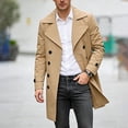 thumbnail image 2 of Gfyviroh Men's Mid-Length Trench Coat Lightweight Solid Button Front Casual Jacket Long Sleeve Lapel Business Office Coat, 2 of 7