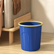 Vxdvou Kitchen Trash Can, Hollow Plastic Trash Bin with Pressure Ring, Lidless Waste Basket for Bedroom, Office, Bathroom - Beige, Blue, Green, 10.62x9.84x9.84in, Compact and Durable