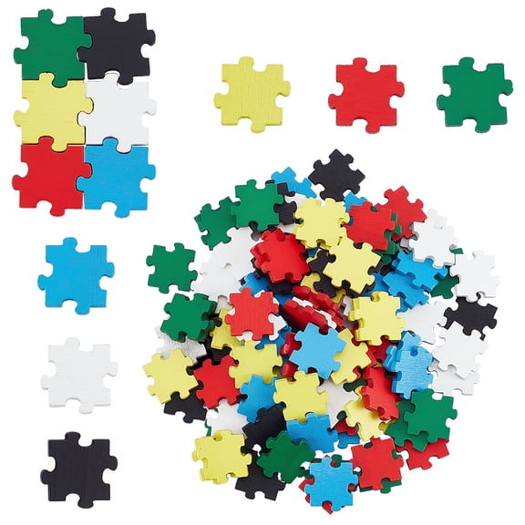 120PCS Colored Puzzle Pieces Wooden Jigsaw Puzzles Bulk Freeform Wood Cutouts Puzzle DIY Floor Community (0.75" x0.75")