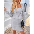 thumbnail image 6 of Women'S Long Sleeve Knit Dress with Built in Sleeveless Lined Slip Maxi Dress Light Gray XXL, 6 of 9