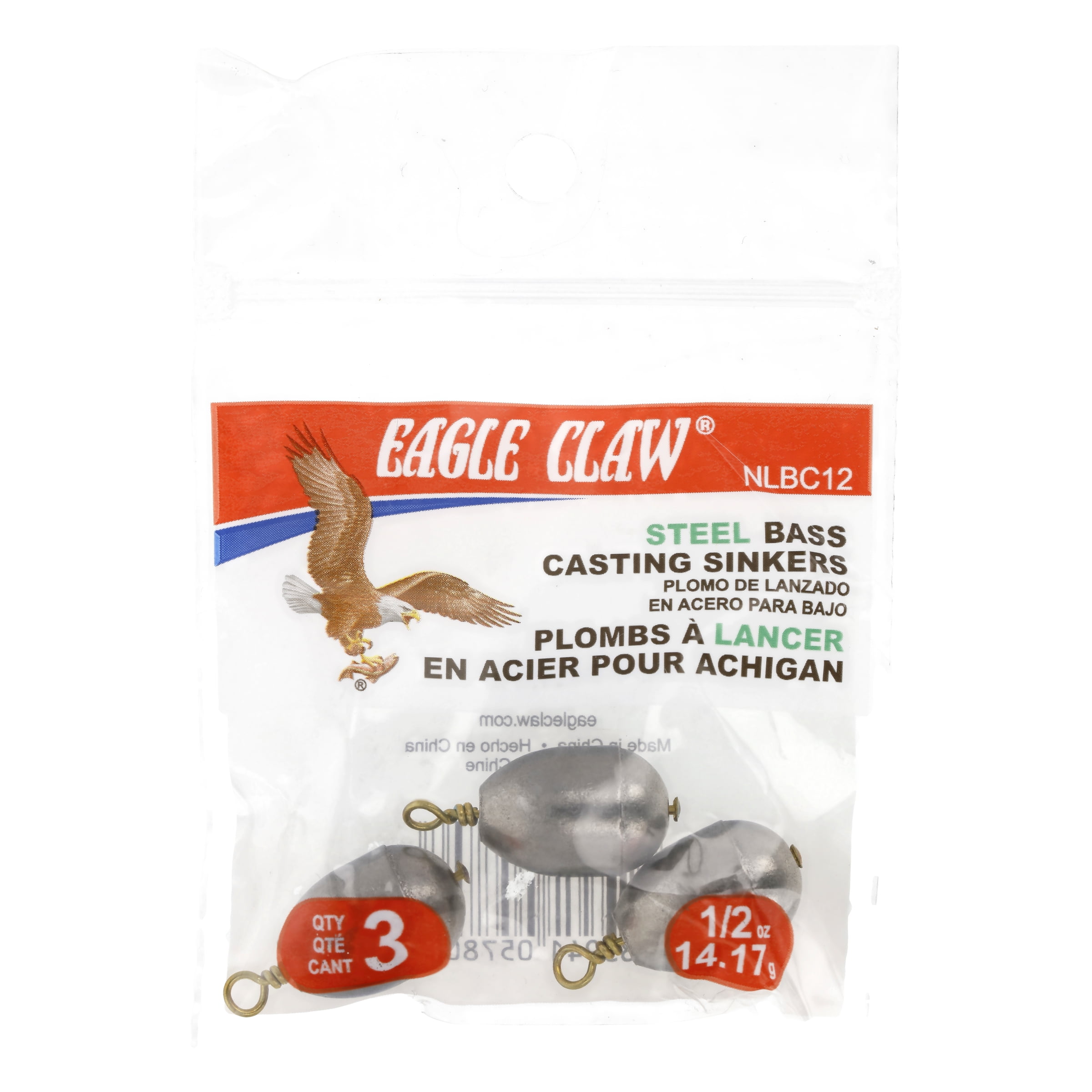 7 Piece Plain Eagle Claw Lazer Sharp Lead Round Drop Shot Weight 1//8-Ounce
