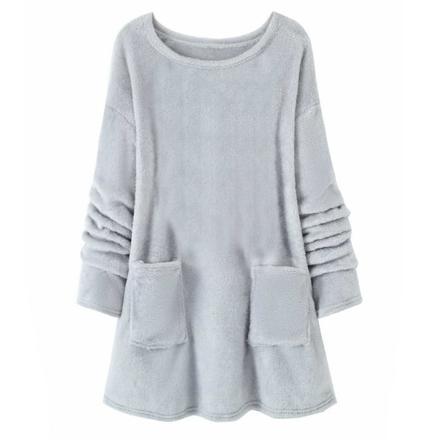 WRKEKC Plush Lounge Top Round Neck Buttery Soft Fabric Everyday Comfort Plus Size Available Gray XXL