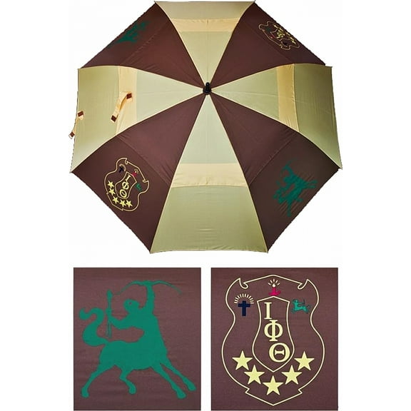 Iota Phi Theta Wind Resistant Auto Open Jumbo Umbrella [Brown/Gold - 30"]