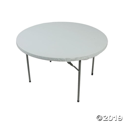White Fitted Round Plastic Tablecloth