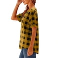 thumbnail image 4 of jobturf Womens Tops Casual Loose V&nbsp;Neck Henley Plaid Shirt Comfy Breathable Plus Size Blouses Basic Short Sleeve Summer Shirts S-5XL, 4 of 7