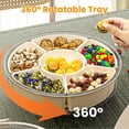 thumbnail image 4 of 2Pcs S/L Clear Portable Divided Serving Tray with 6 Dividers, 360° Rotatable Snack Platters Box Container for Fruit Candy Nut Party Picnic, 4 of 9