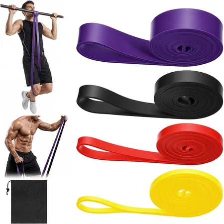 Resistance Bands Pull Up Bands Set, TPE Exercise Band for Working Out Muscle Training and Physical Therapy with Carry Bag, Yellow Red Black Purple for Men and Women