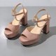 thumbnail image 5 of Sandalias de mujer 2024 verano plataforma peep toe zapatos sandalias con tiras en el tobillo zapatos de gamuza de moda para mujer, 5 of 5