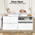 thumbnail image 5 of HOMREST Shoe Cabinet with 2 Flip Drawers,Freestanding Shoe Cabinet Organizer with Open Storage,Shoe Storage Cabinet for Entryway,Narrow Shoe Rack Cabinet with Metal Base, White, 5 of 6