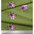 thumbnail image 3 of Soimoi Green Cotton Voile Fabric Leaves,Artistic Floral & Check Print Sewing Fabric BTY 42 Inch Wide, 3 of 3