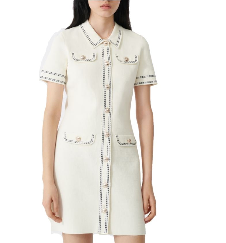 Ross Contrast Stitching Knit Dress, 34 